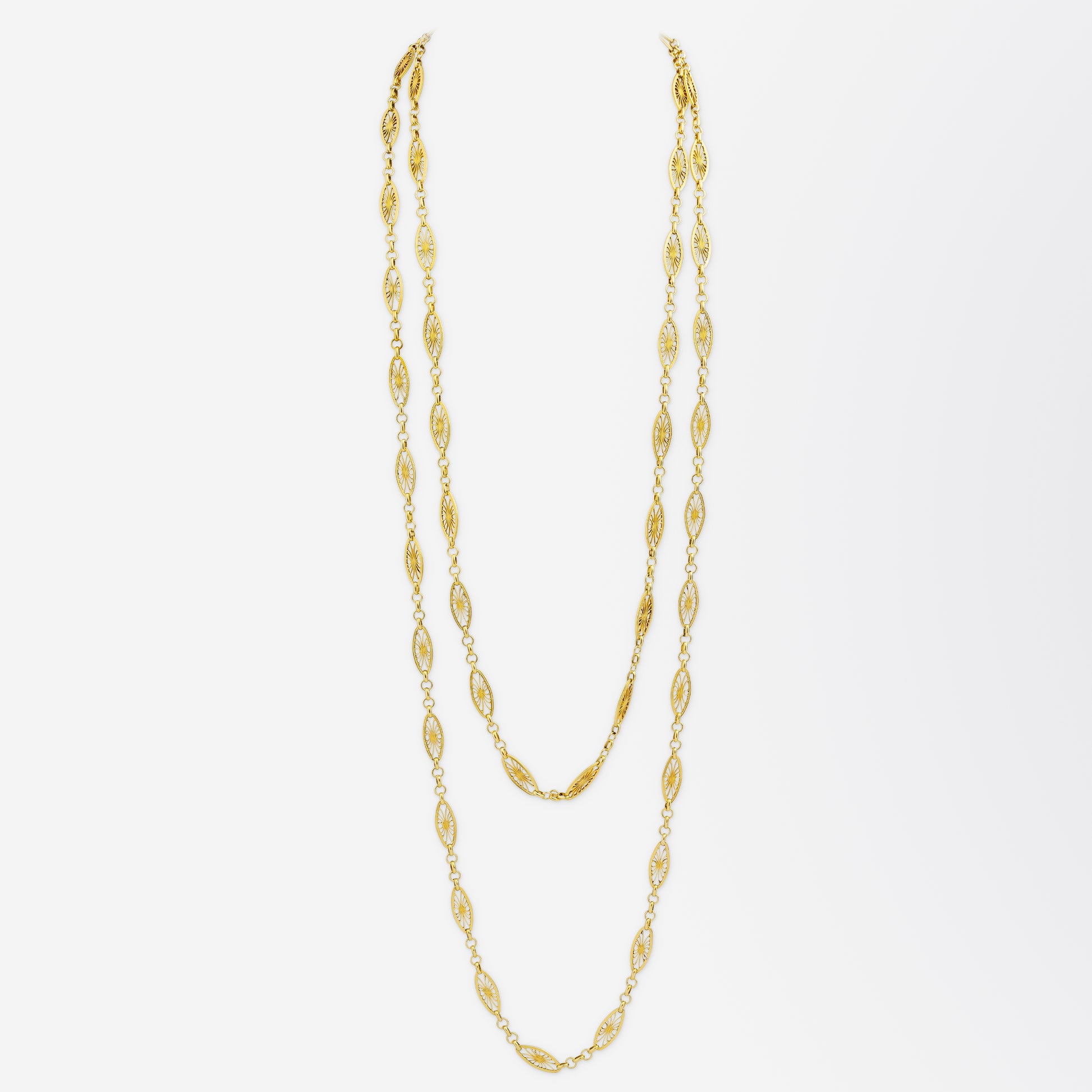 Chaîne de garde française ancienne en or jaune 18 carats