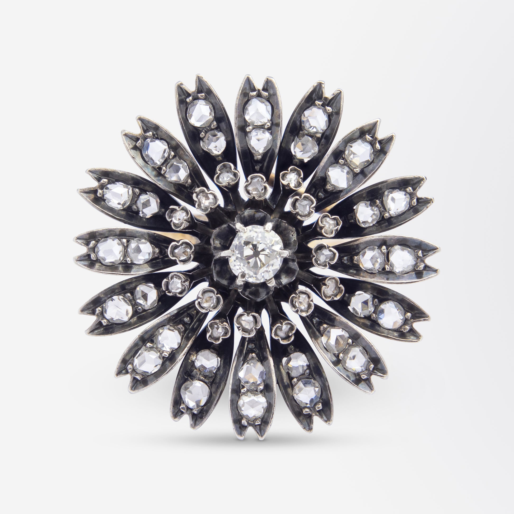 Antique Brooch Conversion Diamond Daisy Ring