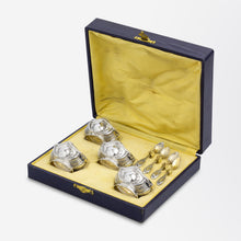 Load image into Gallery viewer, Boxed Set of Emile Puiforcat Silver Salt Cellars with Spoons
