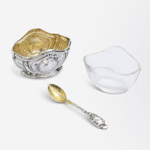 Load image into Gallery viewer, Boxed Set of Emile Puiforcat Silver Salt Cellars with Spoons
