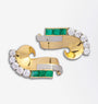 Paire de pinces à robe Art Déco françaises en émeraudes et diamants, probablement de Boucheron