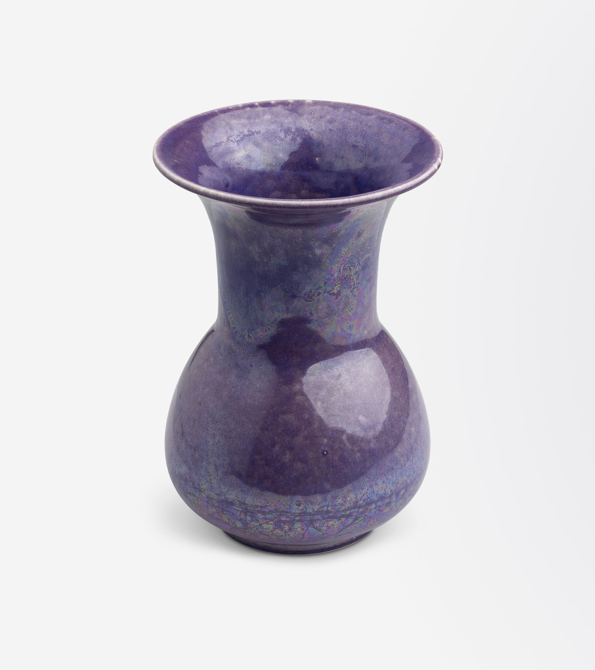 Ruskin Pottery Purple Lustre Vase with Flared Rim