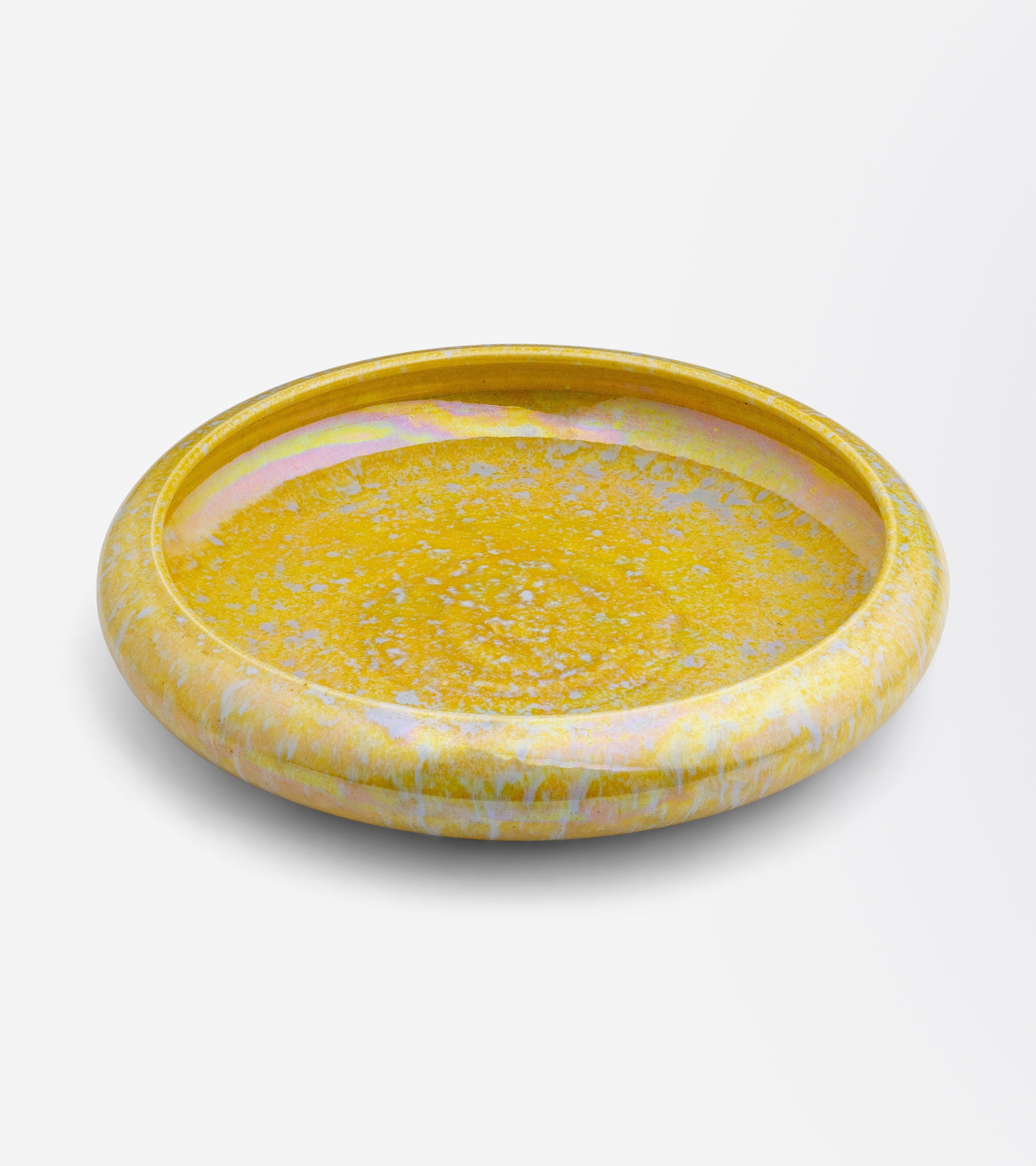 Ruskin Pottery Mottled Yellow Lustre Float Bowl