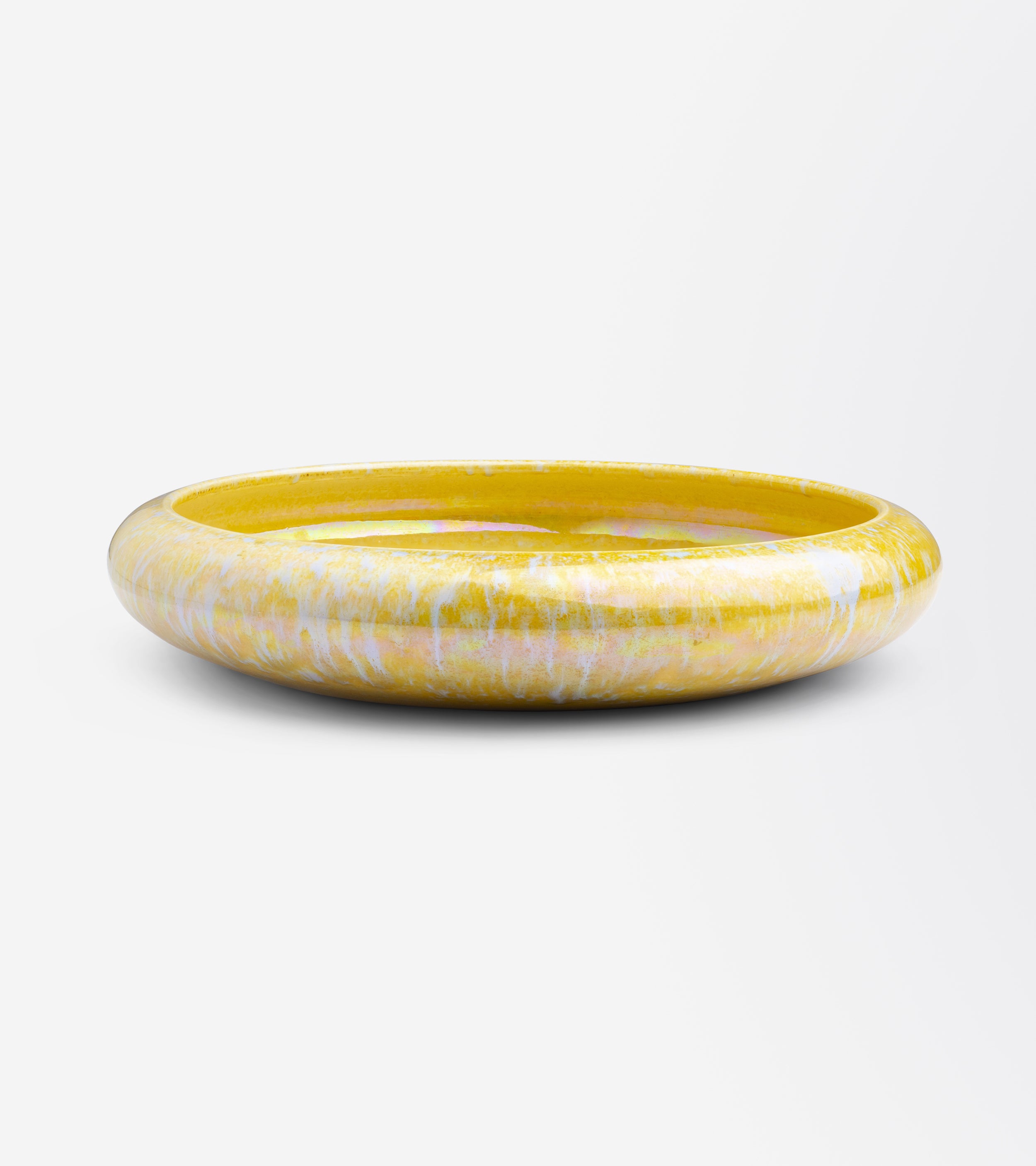 Ruskin Pottery Mottled Yellow Lustre Float Bowl