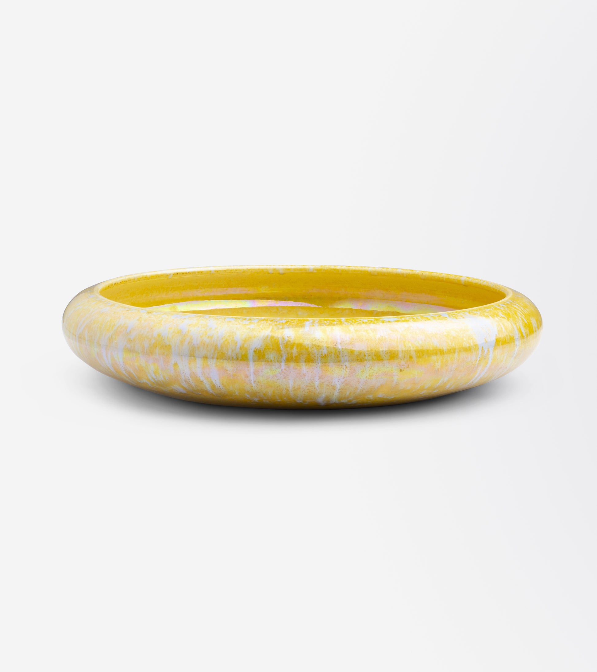 Ruskin Pottery Mottled Yellow Lustre Float Bowl