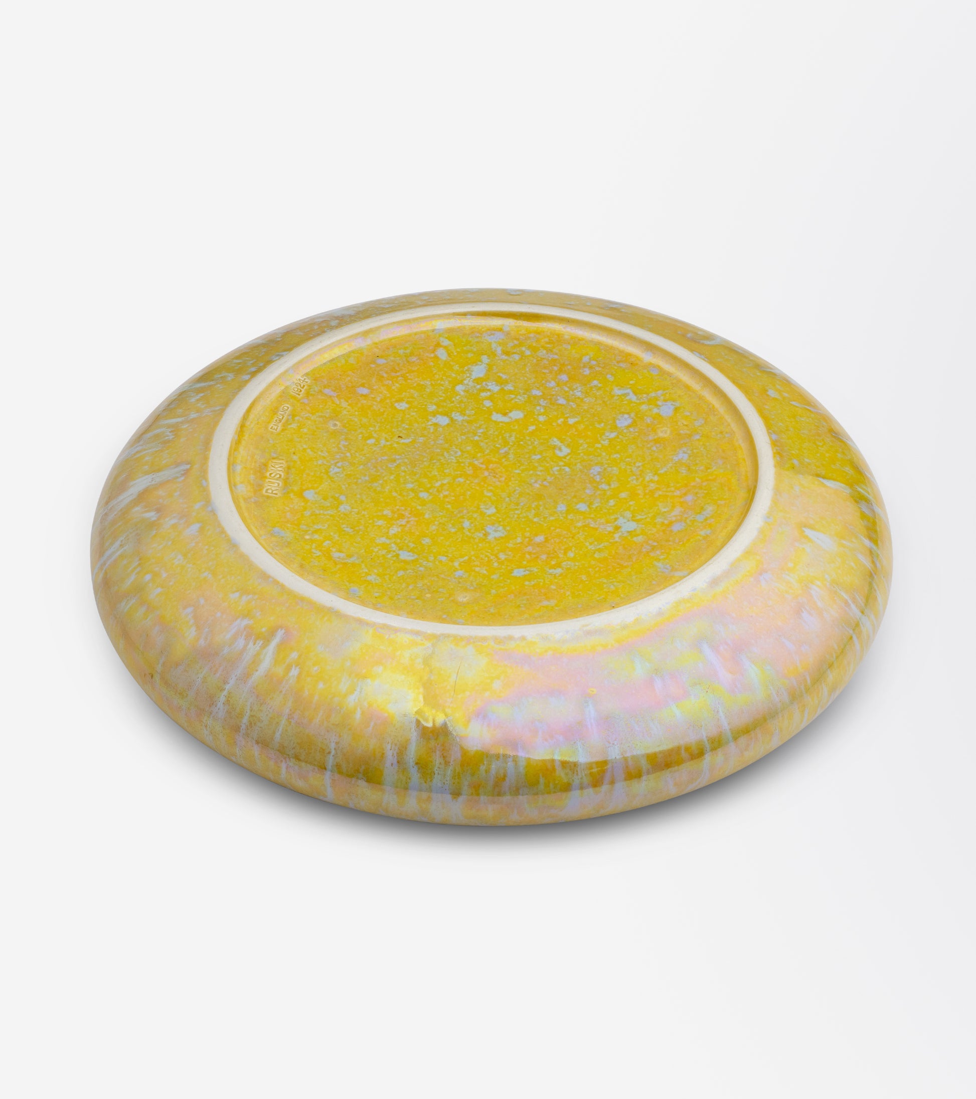 Ruskin Pottery Mottled Yellow Lustre Float Bowl