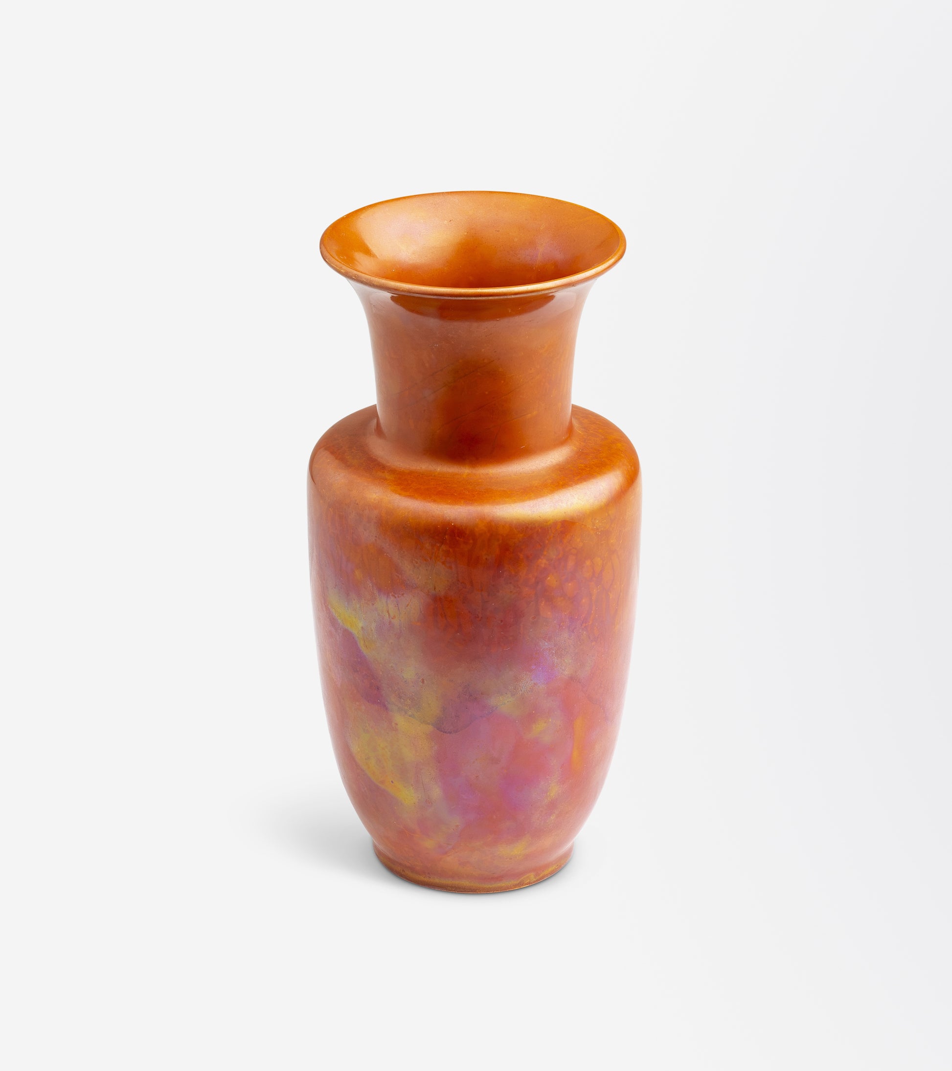 Ruskin Pottery Iridescent Orange Glazed Vase