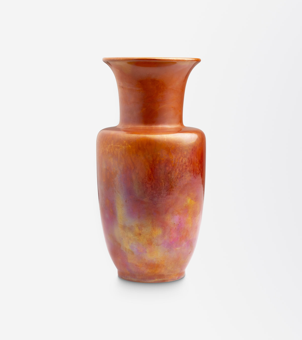 Ruskin Pottery Iridescent Orange Glazed Vase