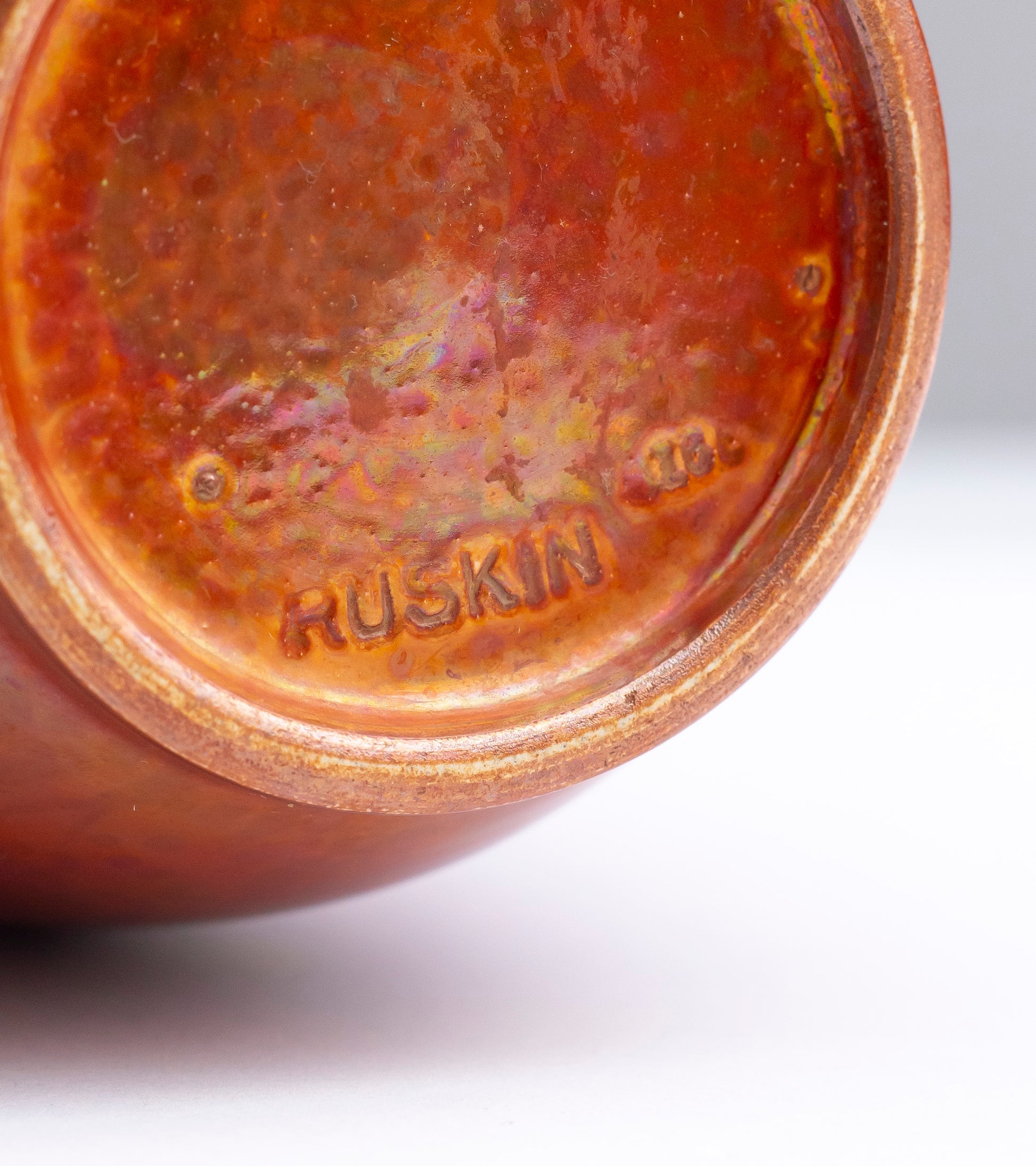 Ruskin Pottery Iridescent Orange Glazed Vase