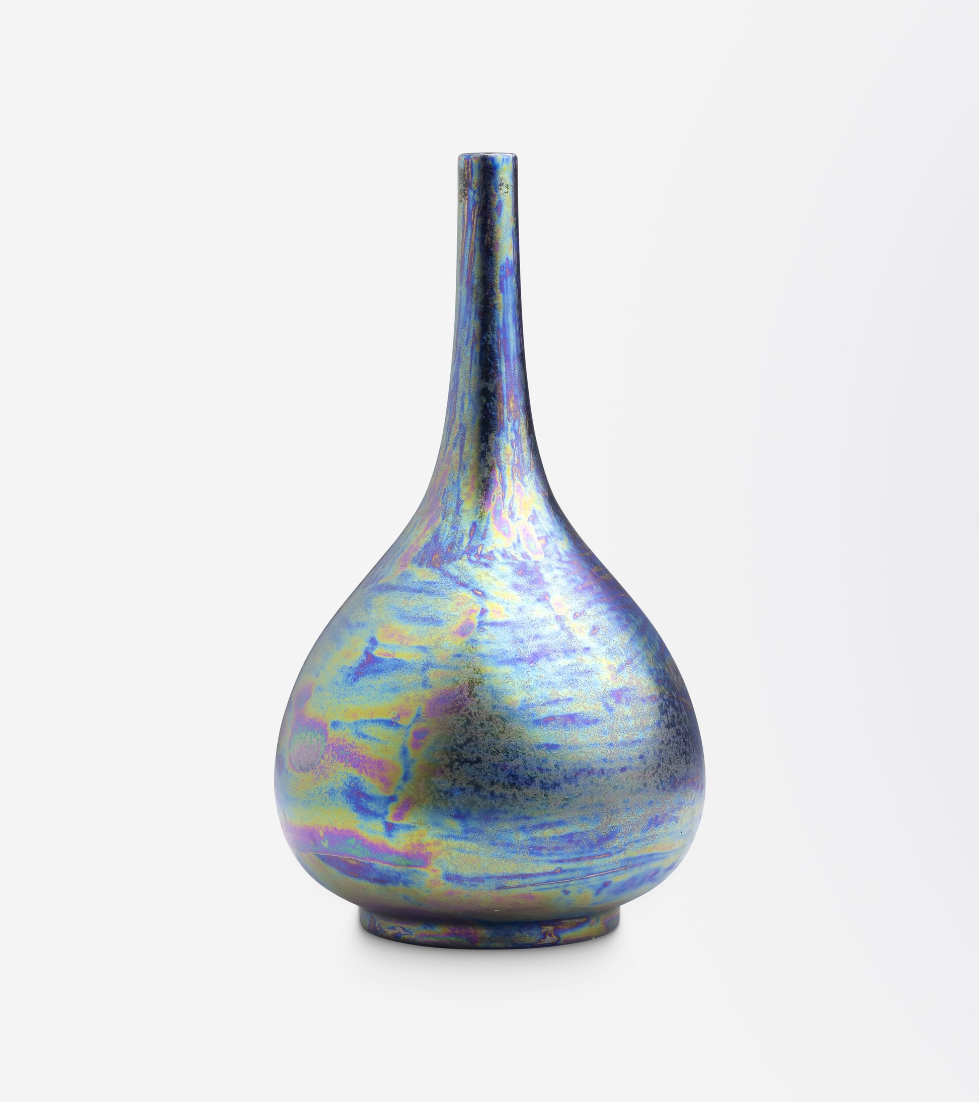 Ruskin Pottery Globular Vase with Peacock Lustre Glaze