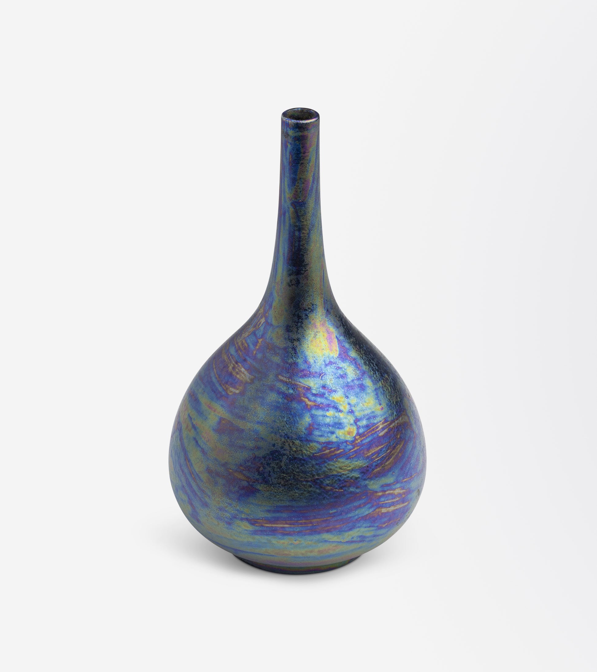 Ruskin Pottery Globular Vase with Peacock Lustre Glaze