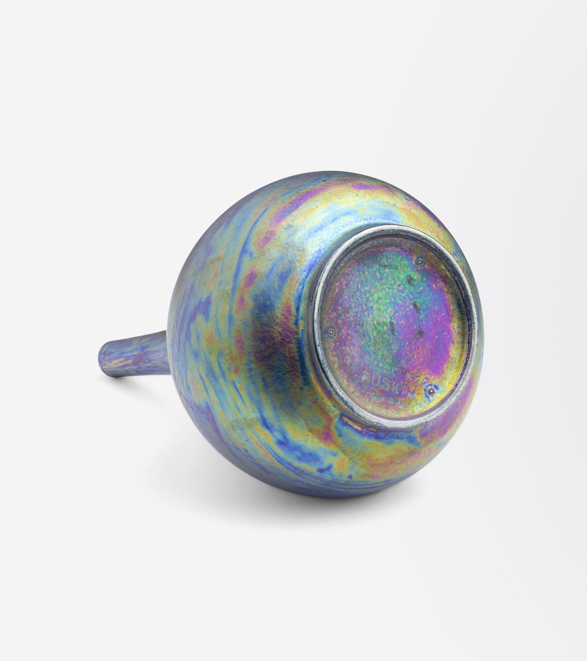 Ruskin Pottery Globular Vase with Peacock Lustre Glaze