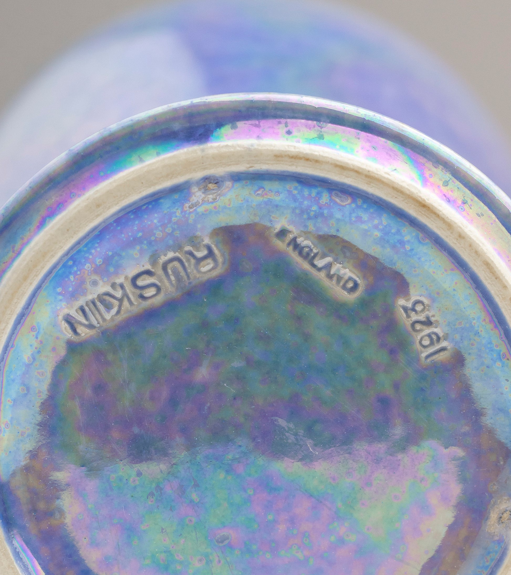 Ruskin Pottery Iridescent Blue Lustre Vase