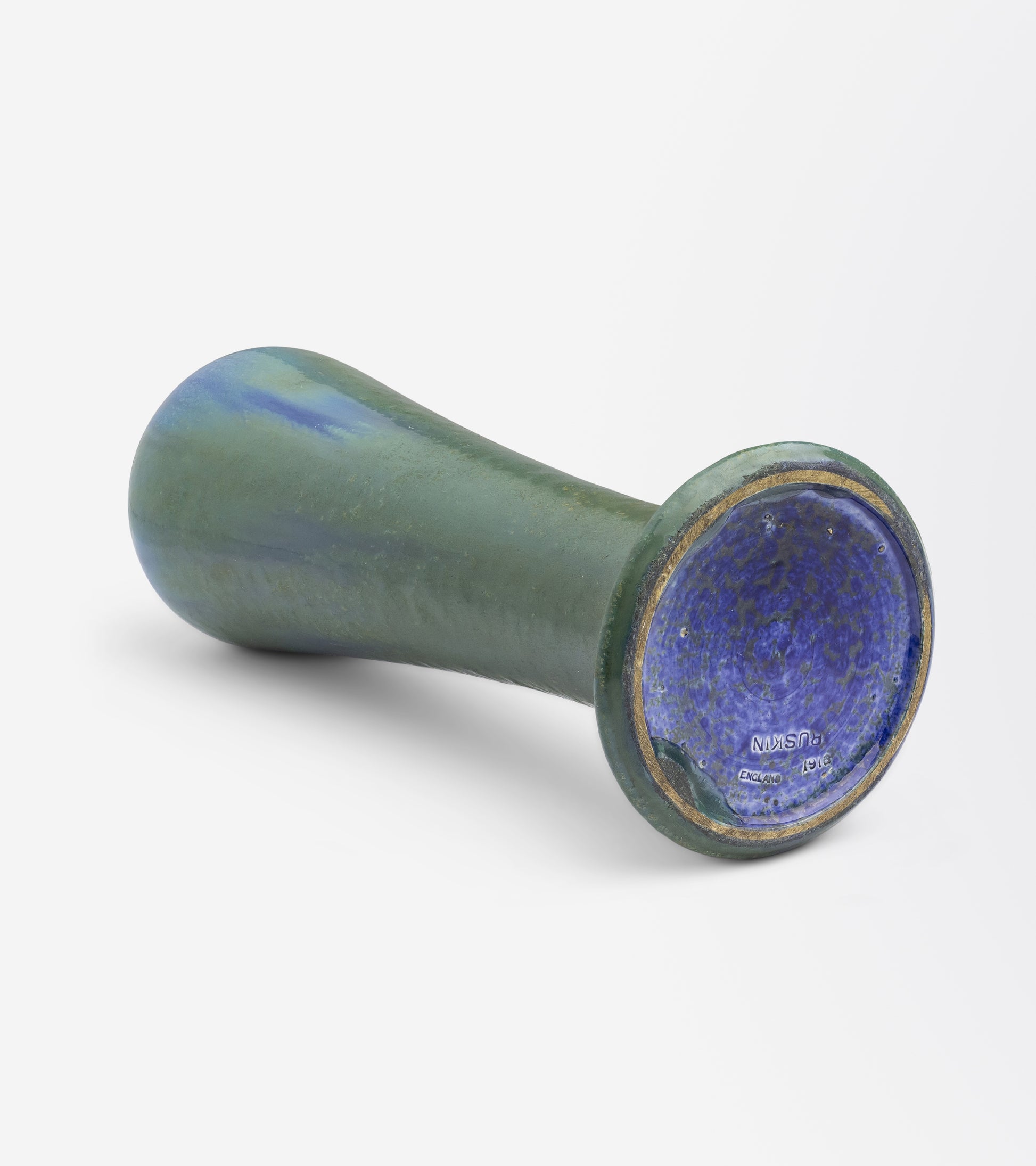Ruskin Pottery Green and Blue Glazed Meiping Shaped Vase