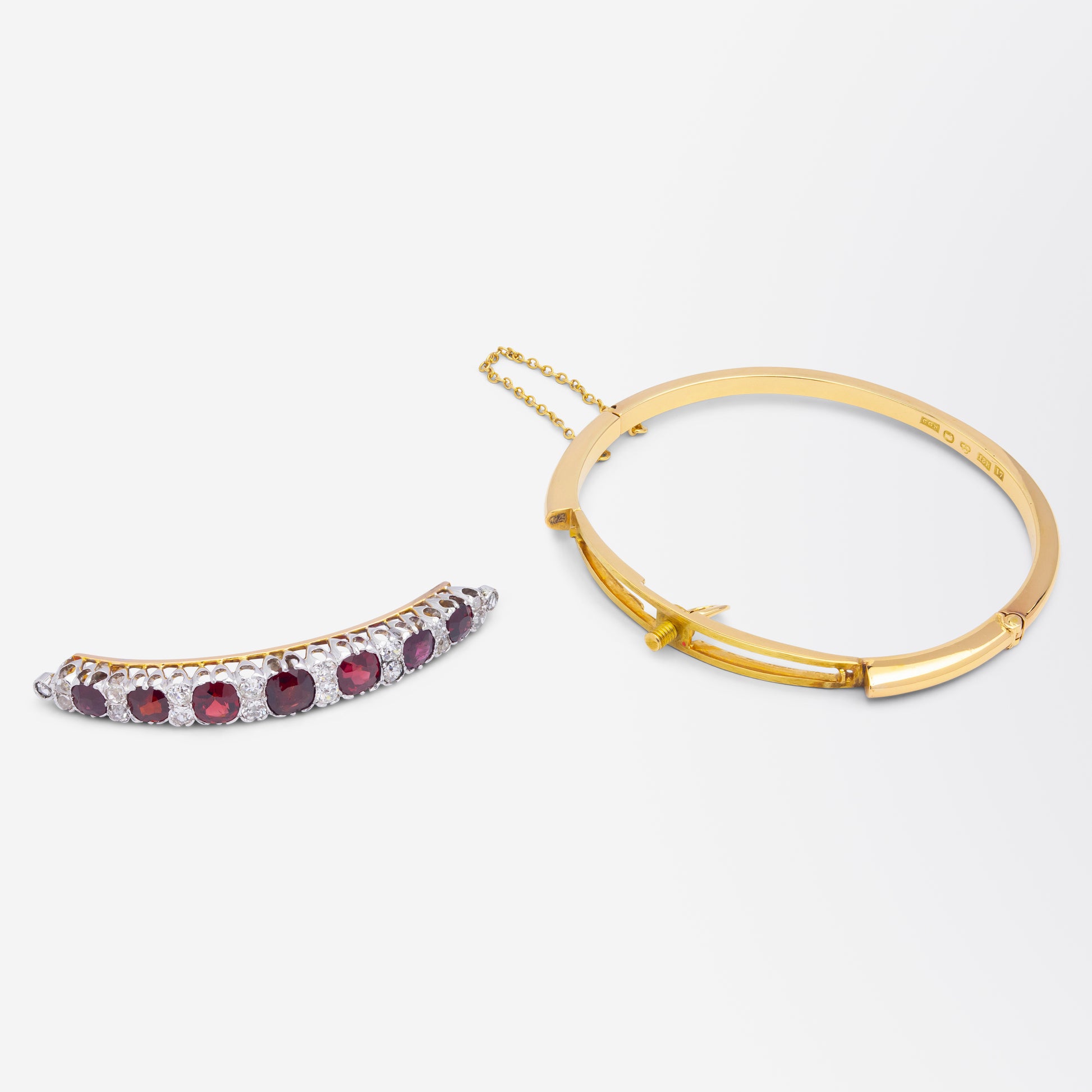 Antique Swedish Diamond & Garnet Bangle