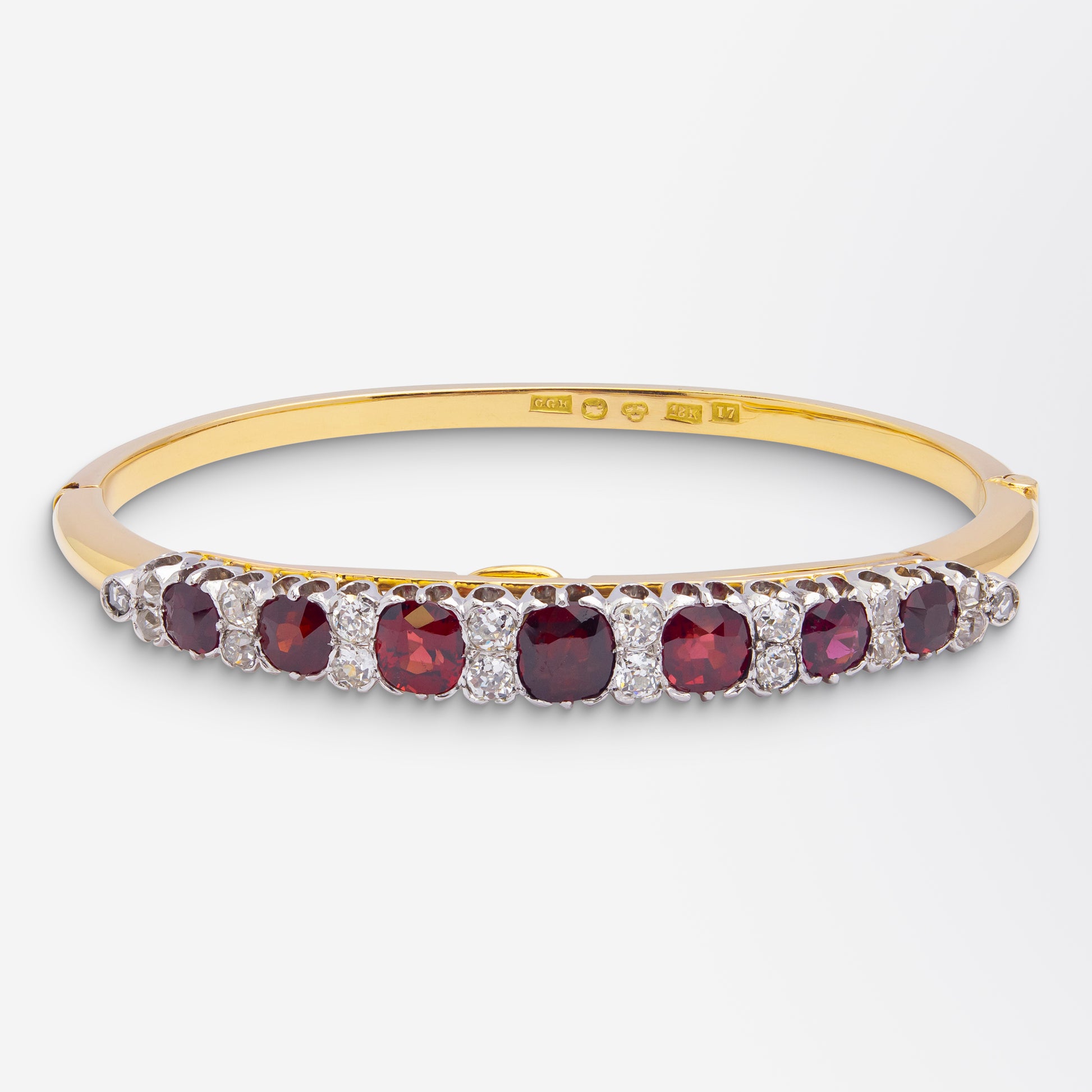 Antique Swedish Diamond & Garnet Bangle