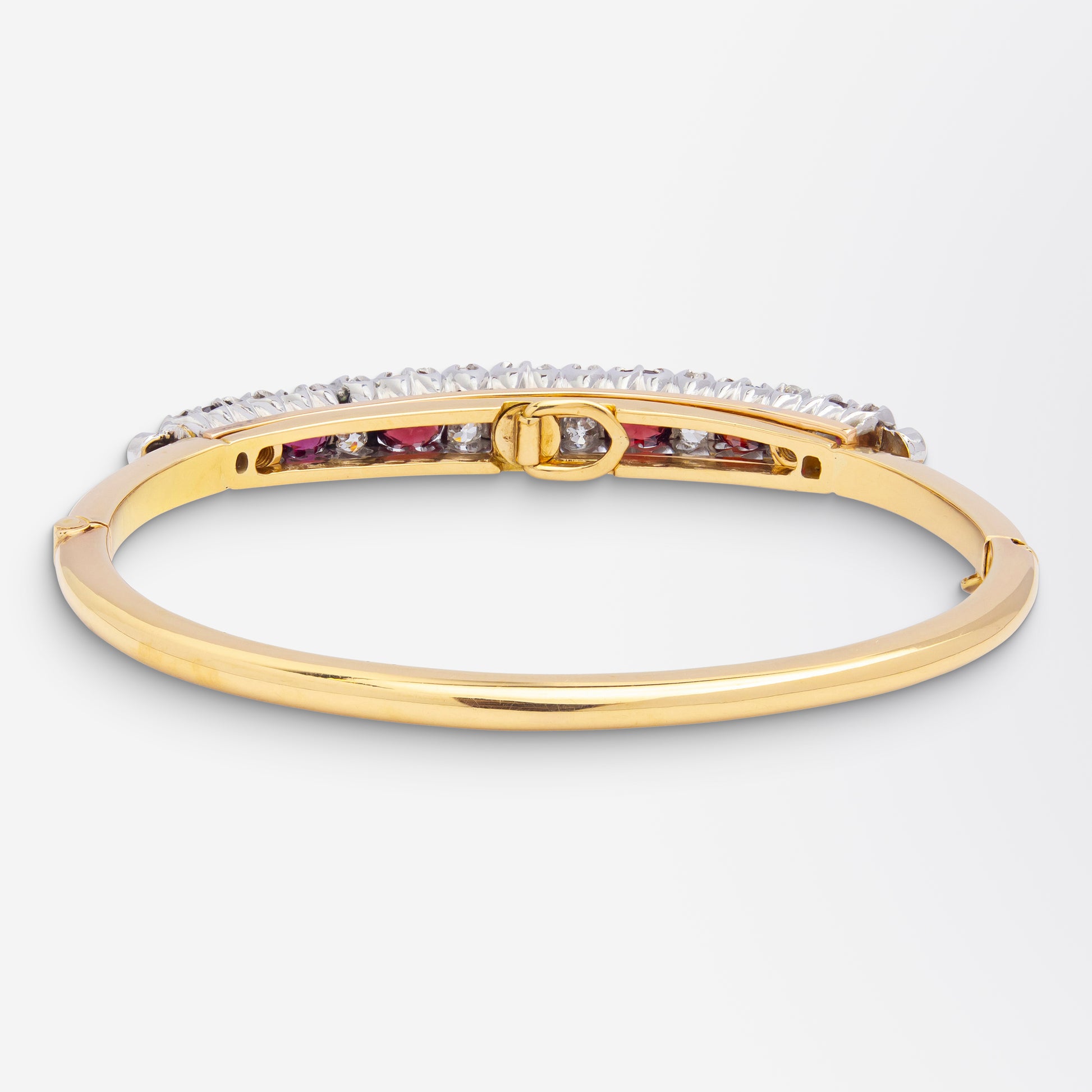 Antique Swedish Diamond & Garnet Bangle