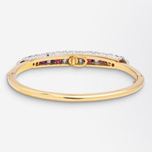 Load image into Gallery viewer, Antique Swedish Diamond &amp; Garnet Bangle
