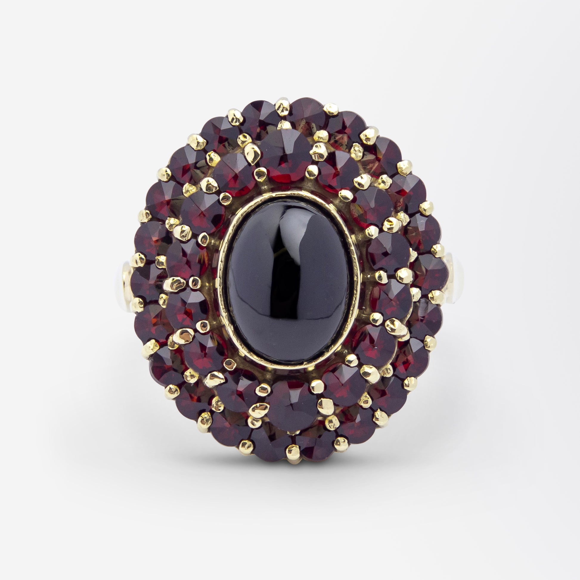 14kt Gold & Bohemian Garnet Cluster Ring