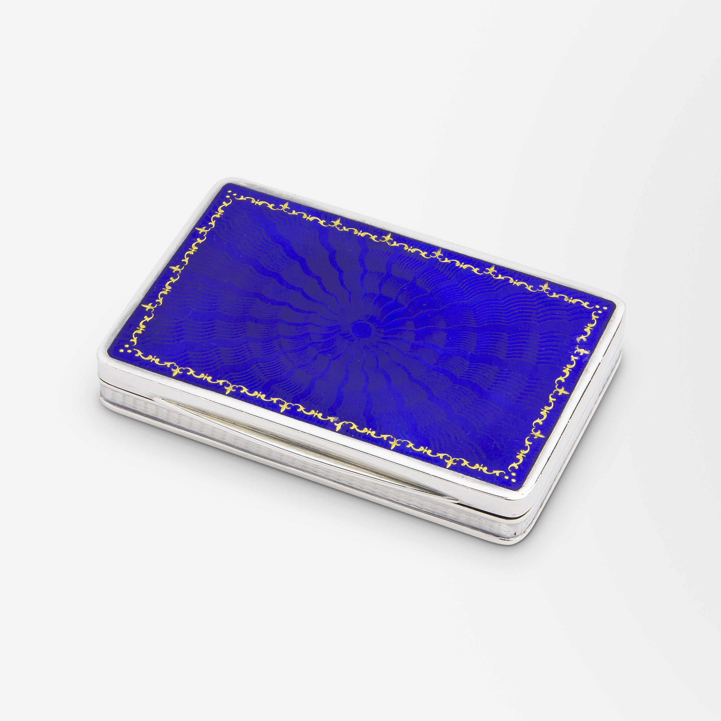 German Silver and Blue Enamel Snuff Box by Louis Kuppenheim