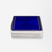Load image into Gallery viewer, German Silver and Blue Enamel Snuff Box by Louis Kuppenheim
