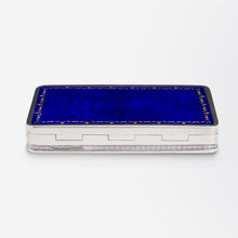 Load image into Gallery viewer, German Silver and Blue Enamel Snuff Box by Louis Kuppenheim
