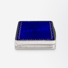 Load image into Gallery viewer, German Silver and Blue Enamel Snuff Box by Louis Kuppenheim
