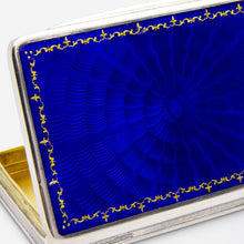 Load image into Gallery viewer, German Silver and Blue Enamel Snuff Box by Louis Kuppenheim
