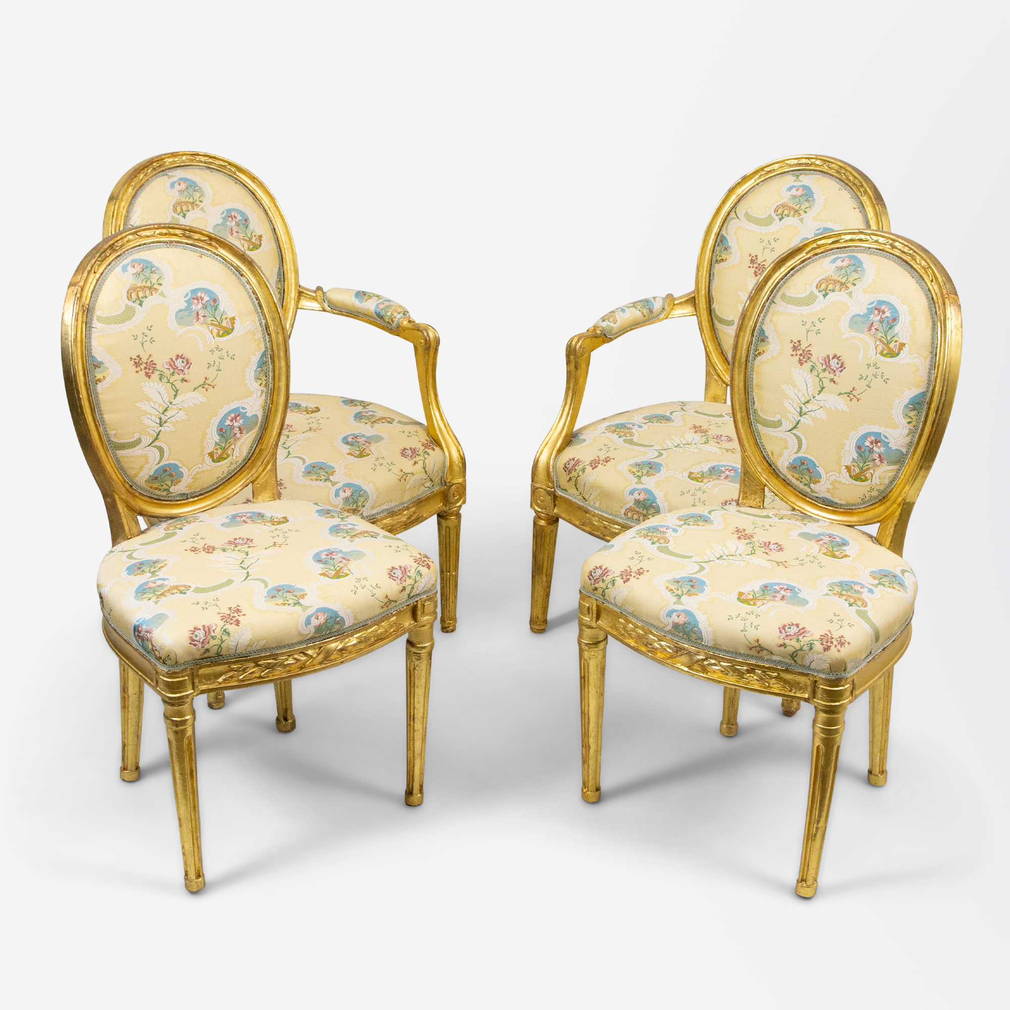 Suite of Important 18th Century Danish Gilt Chairs Attributed to C.F.Harsdorff