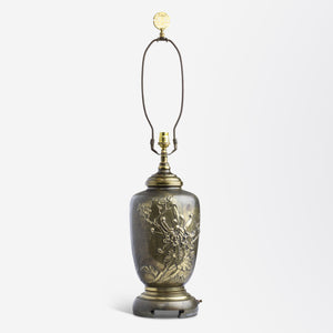 Vintage Gilt Metal Lamp in Oriental Style