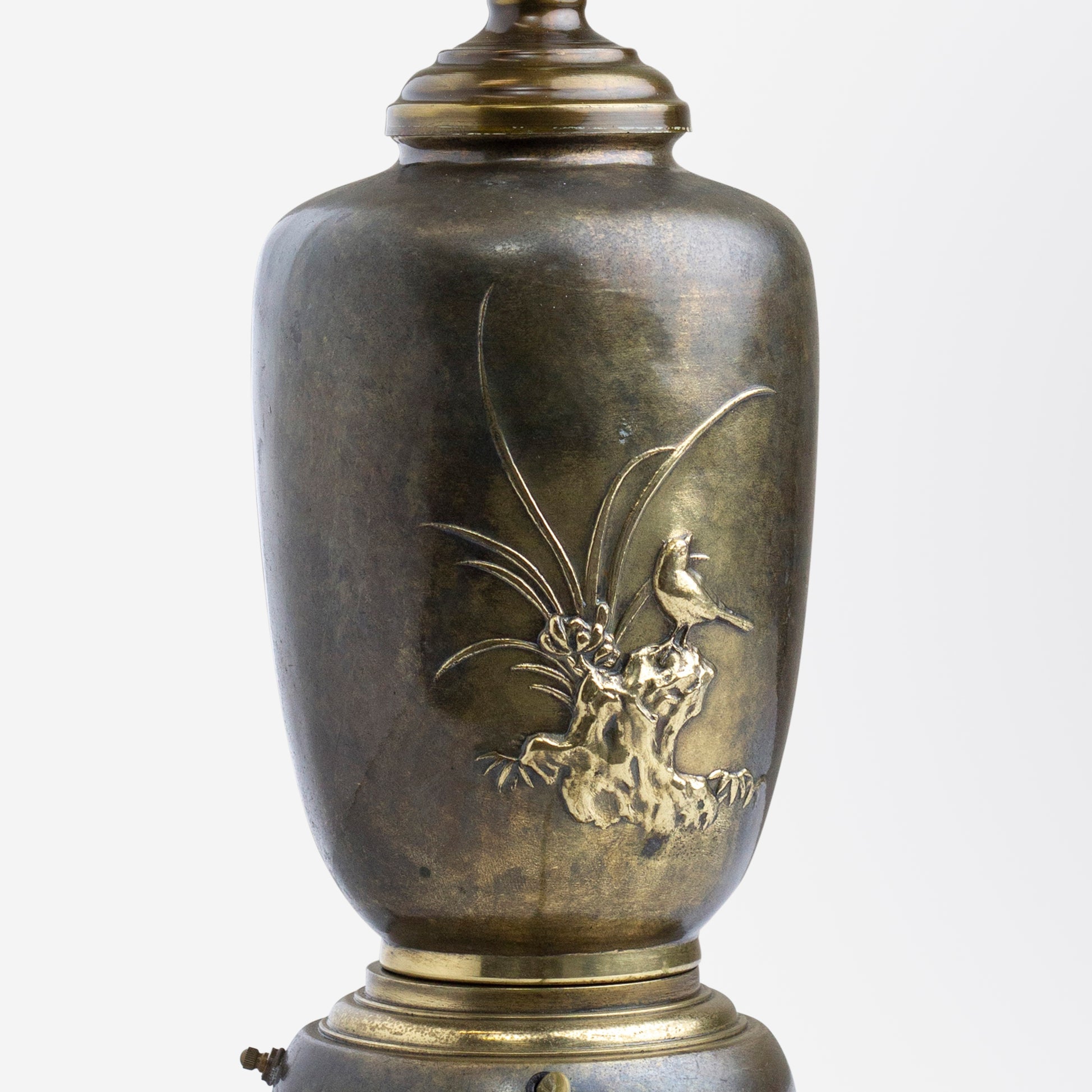 Vintage Gilt Metal Lamp in Oriental Style