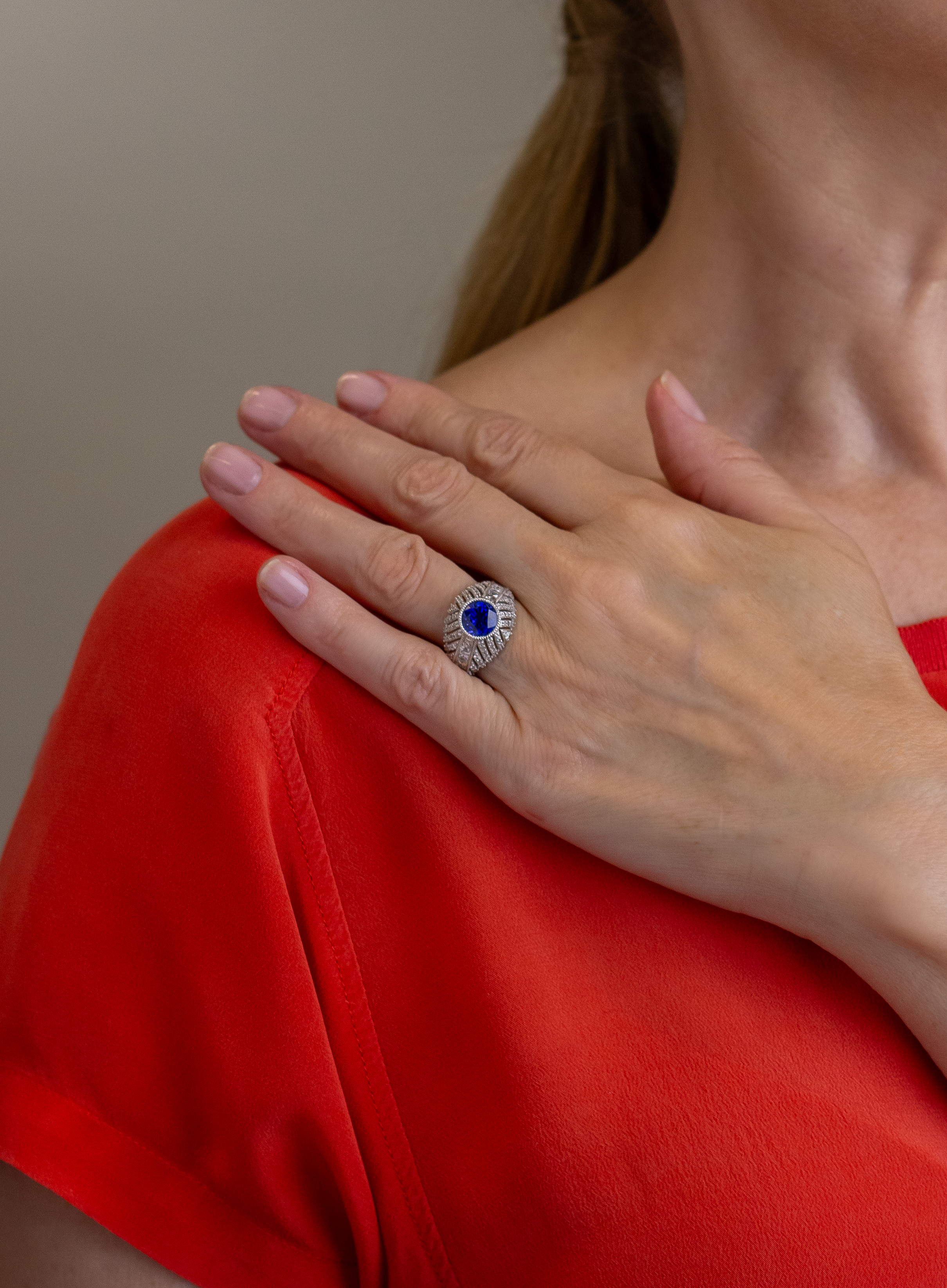 Bague en saphir de Ceylan et diamants