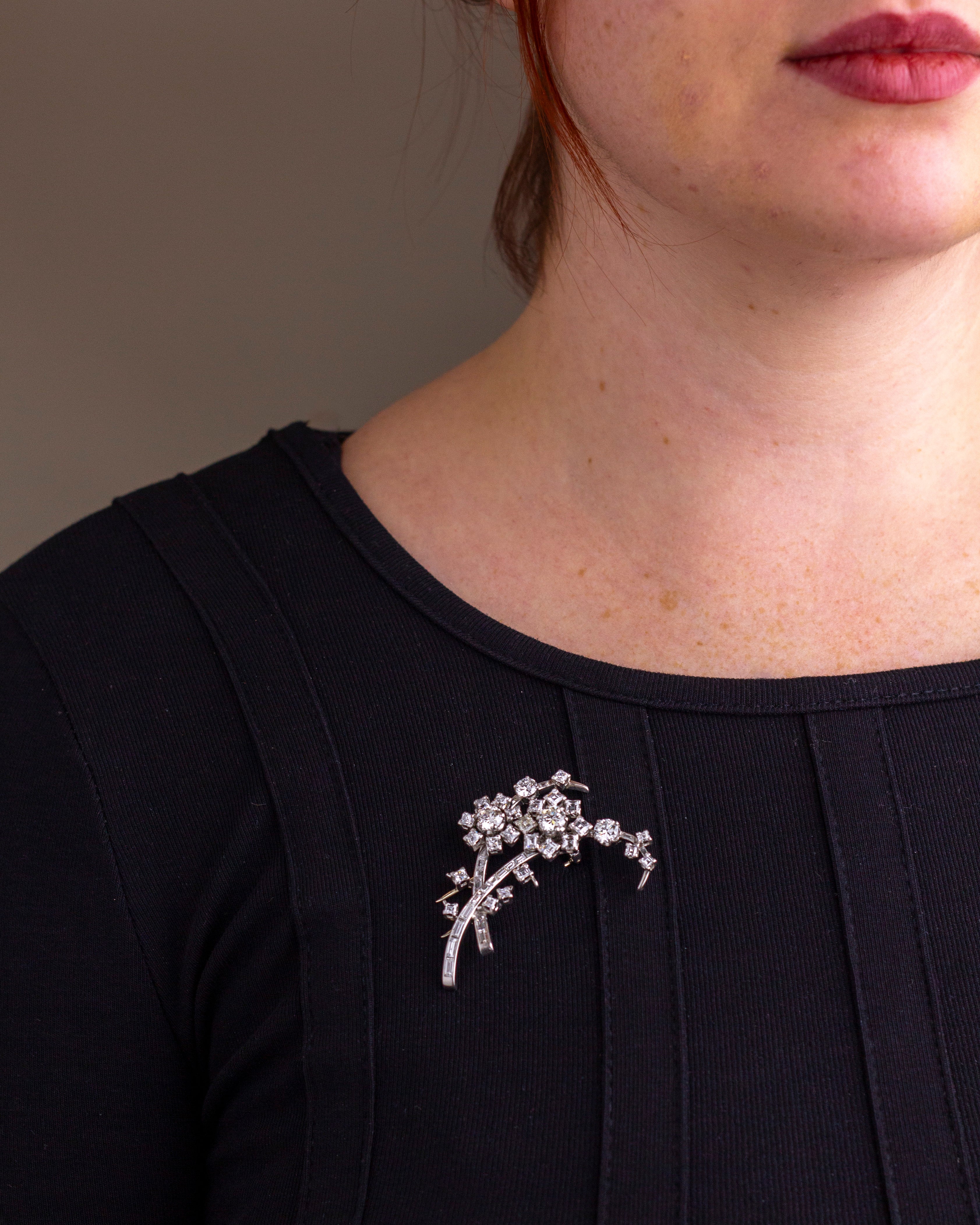 Platinum & Diamond Floral Brooch by Wolf Horovitz of Alexandria