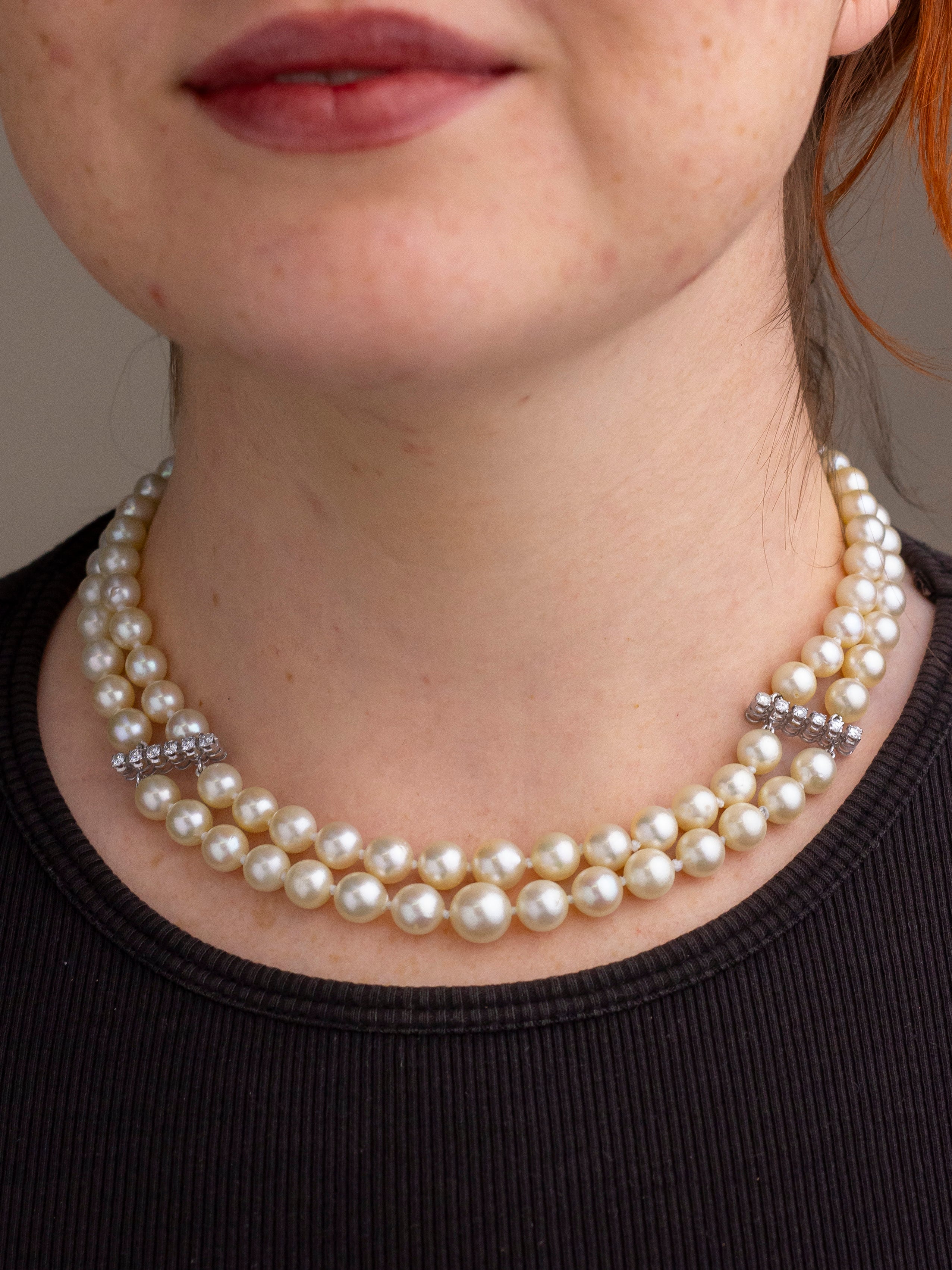 Ventrella of Rome, Pearl & Diamond Necklace