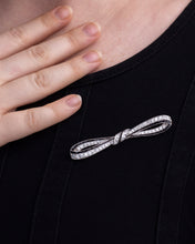Load image into Gallery viewer, Art Deco, Platinum, Onyx &amp; Diamond Bow Brooch
