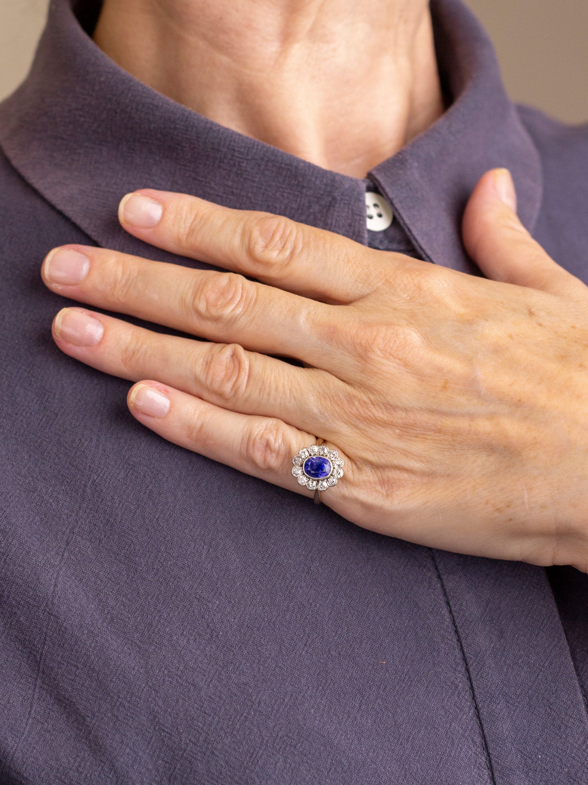 Edwardian Colour Change Sapphire & Diamond Ring