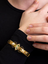 Load image into Gallery viewer, Australian, 15kt Gold, Diamond &amp; Emerald Bangle
