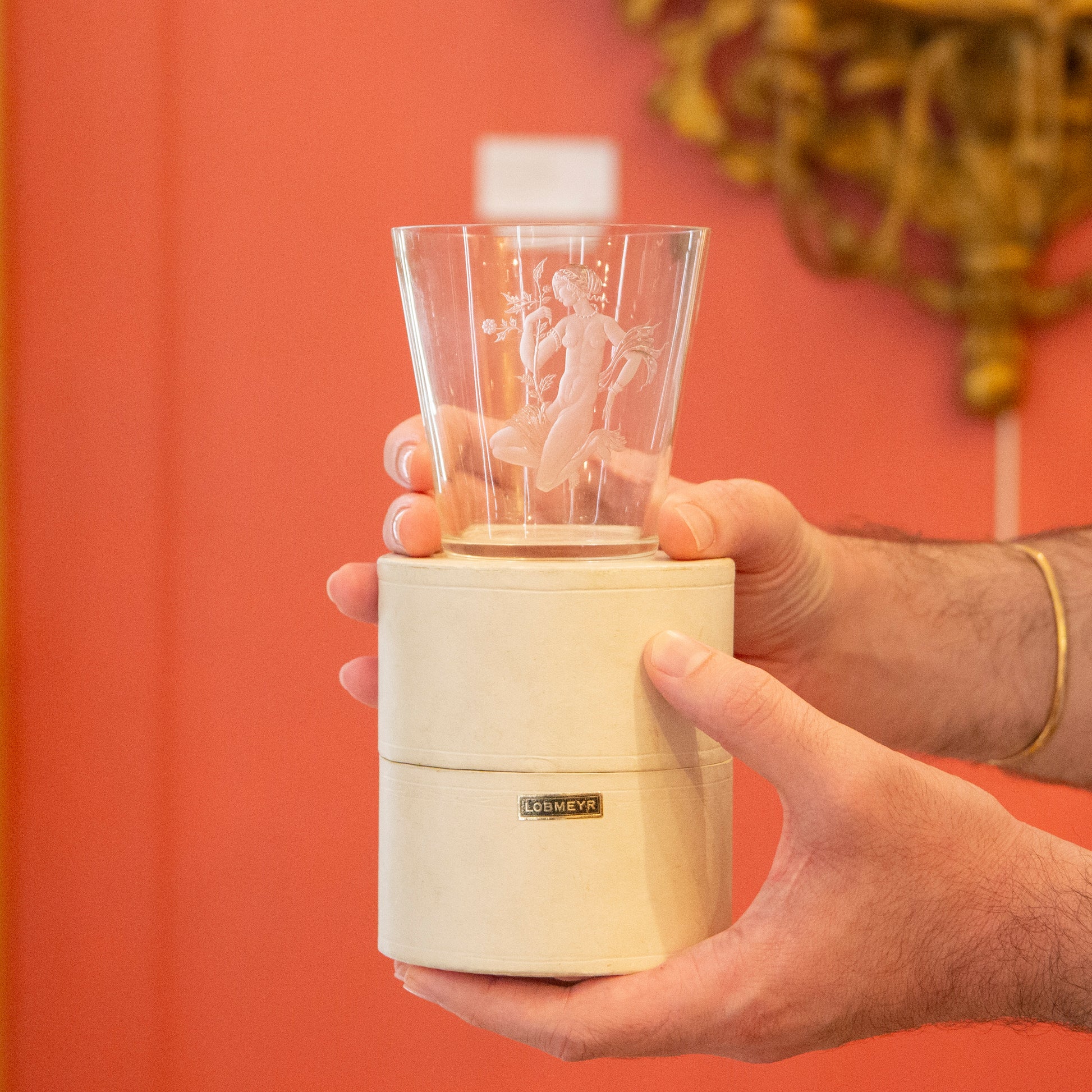 Bécher en verre gravé Michael Powolny pour Lobmeyr