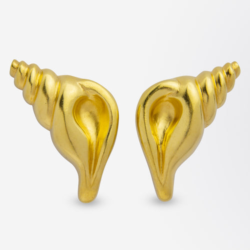 18kt Seashell Ear Clips by Ilias Lalaounis