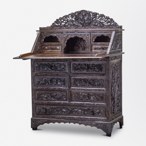 Carved Indian Export Secretaire