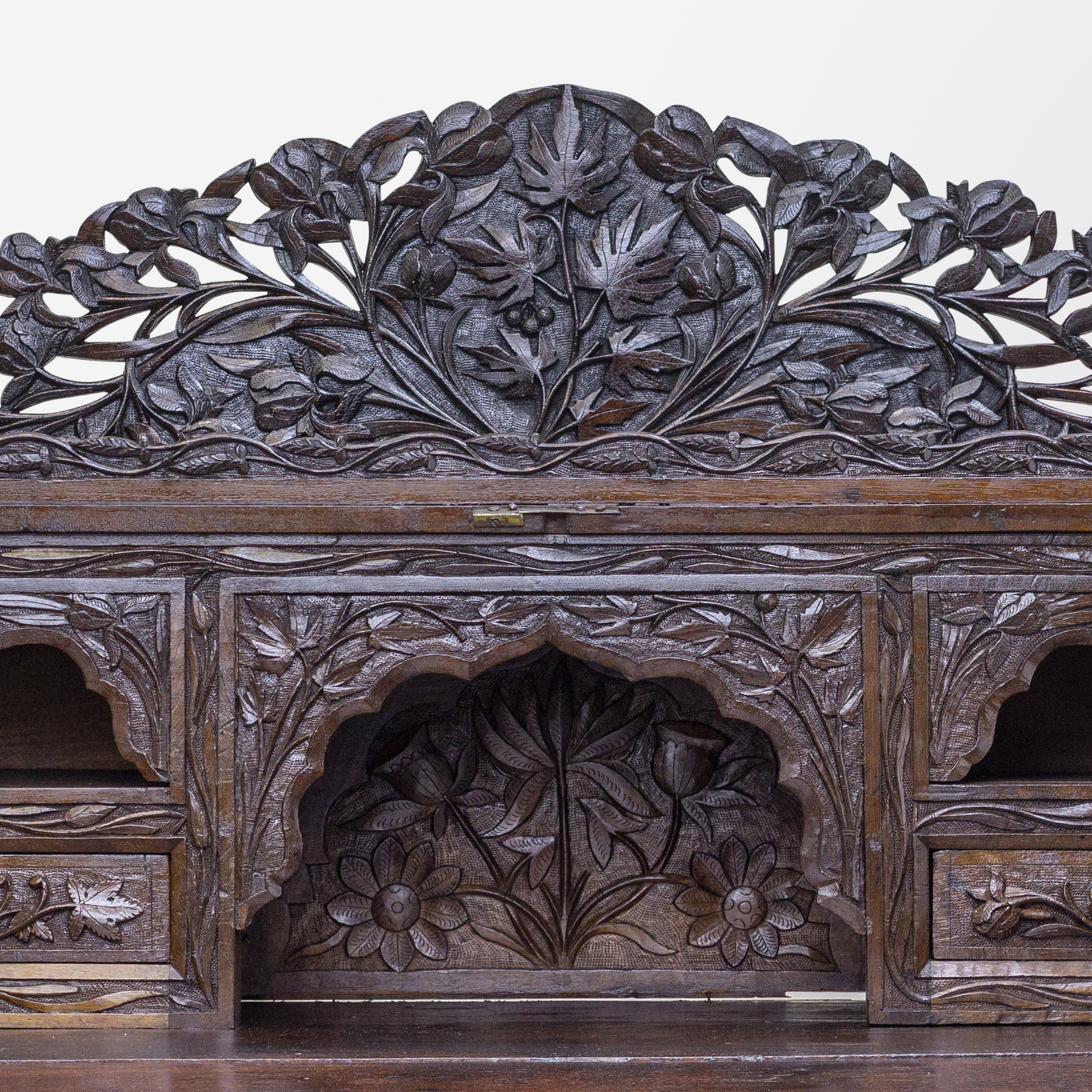 Carved Indian Export Secretaire