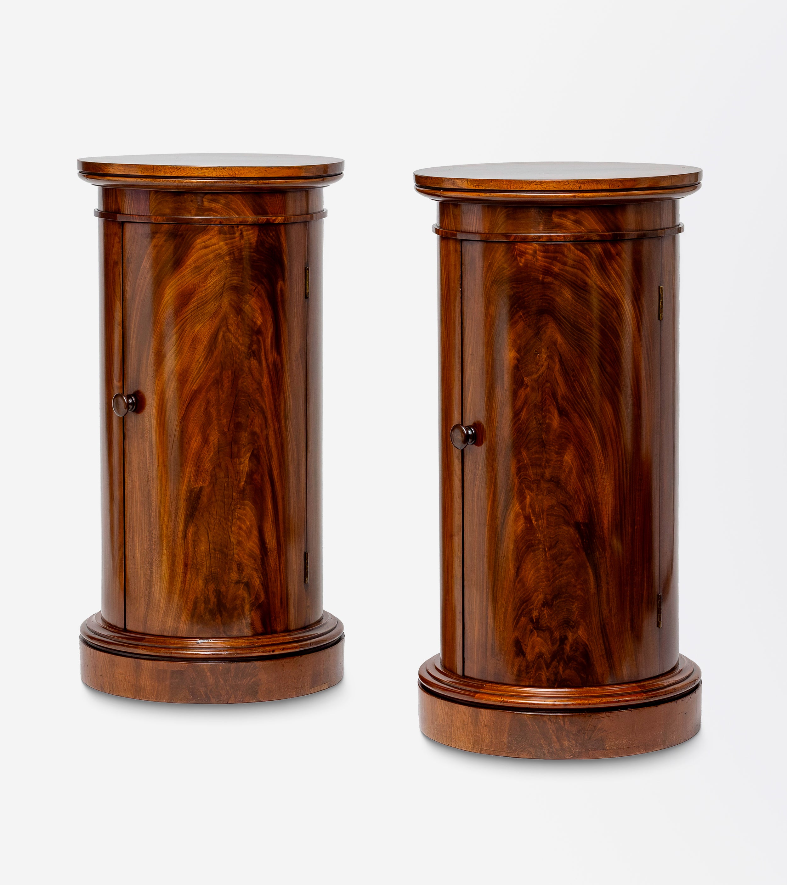 Pair of Irish Mahogany Pedestal Cabinets by Williams & Gibton