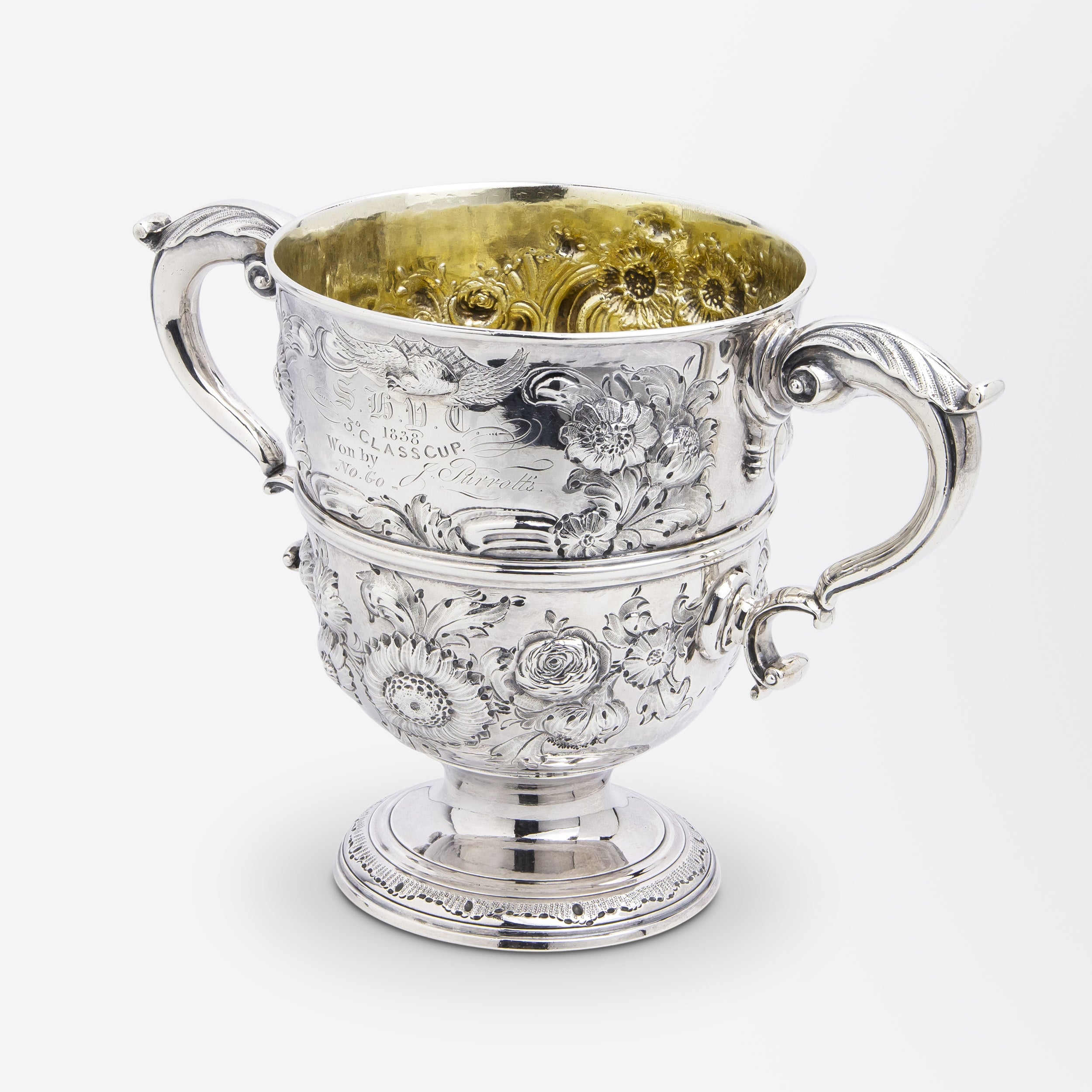 19th Century Irish Silver Repousse Trophy Cup