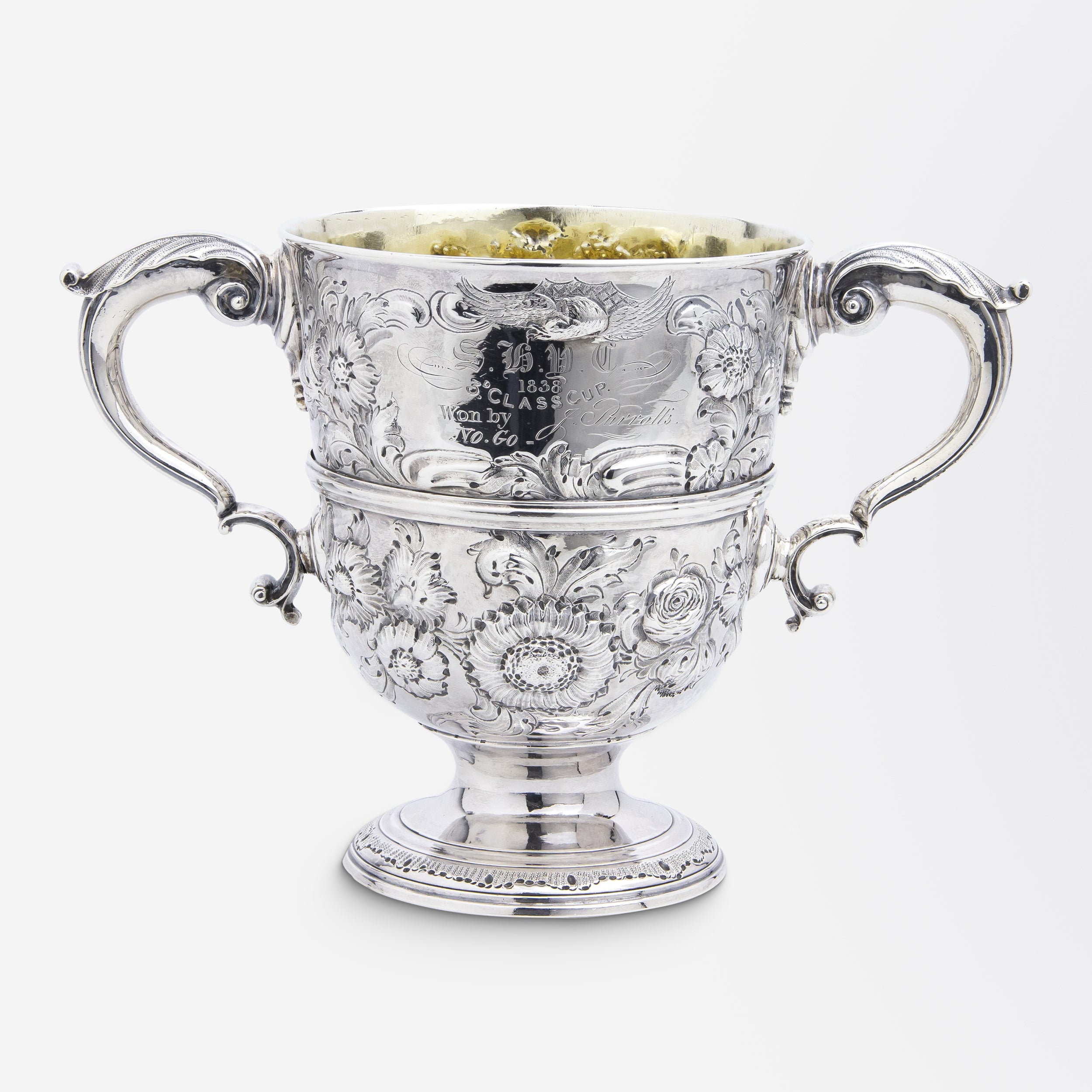 19th Century Irish Silver Repousse Trophy Cup