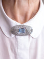 Art Deco Platinum Diamond & Aquamarine Brooch