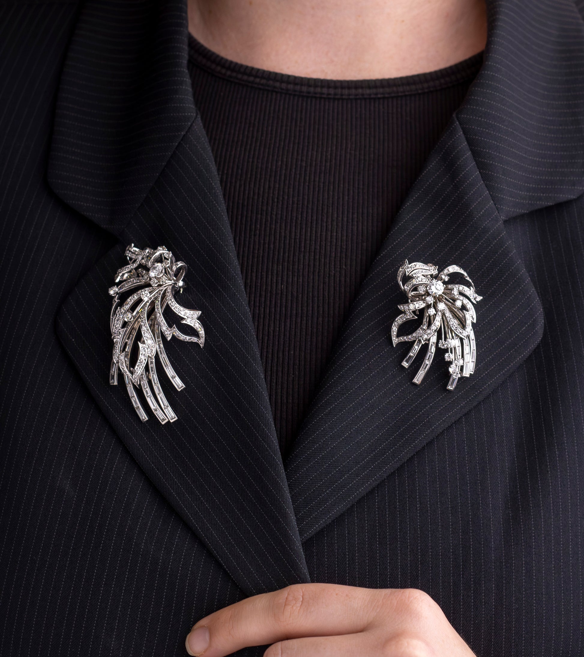 Trabert & Hoeffer Mauboussin 'Reflection' Brooch in White Gold & Diamonds