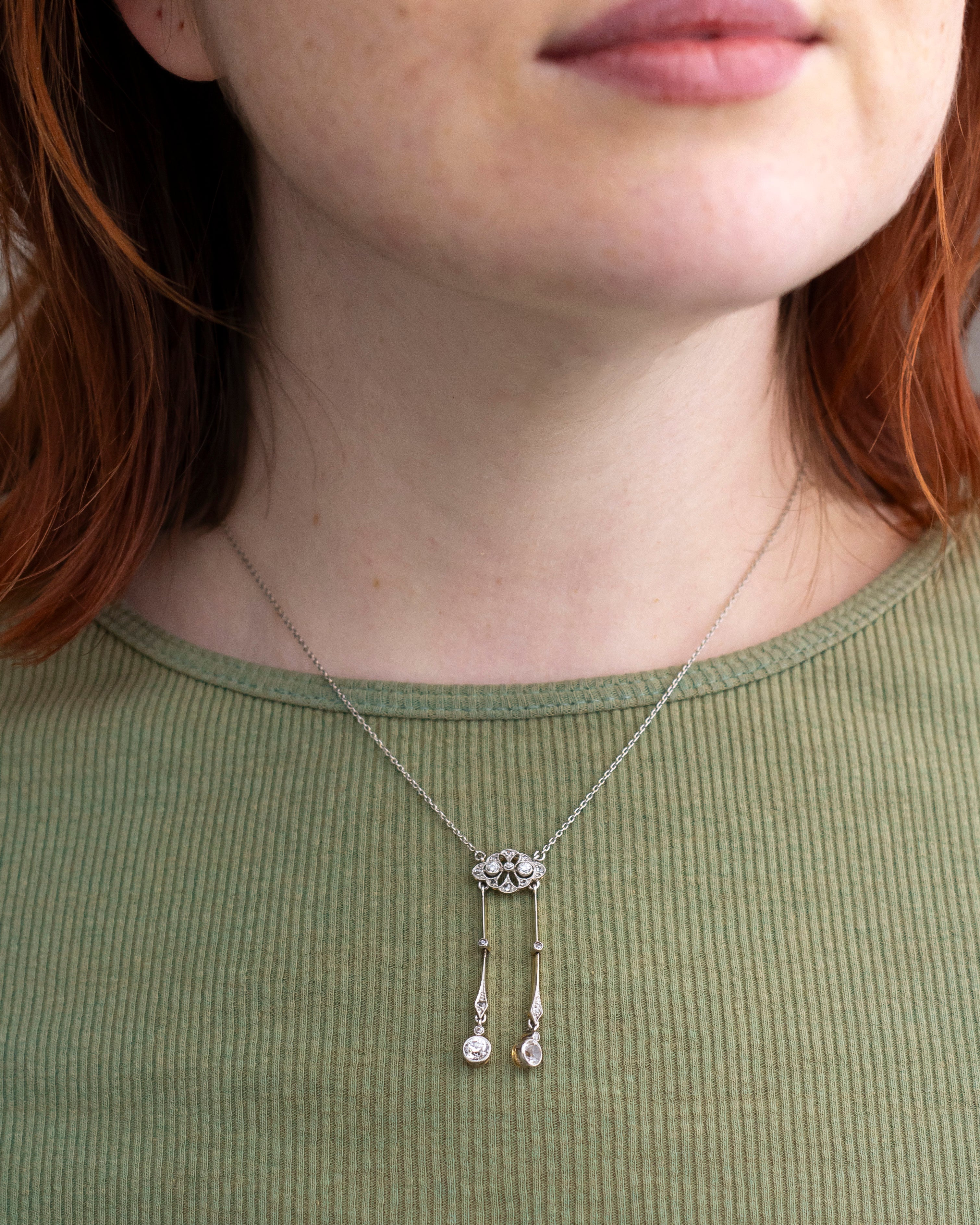 Edwardian, Diamond & White Sapphire Negligee Necklace