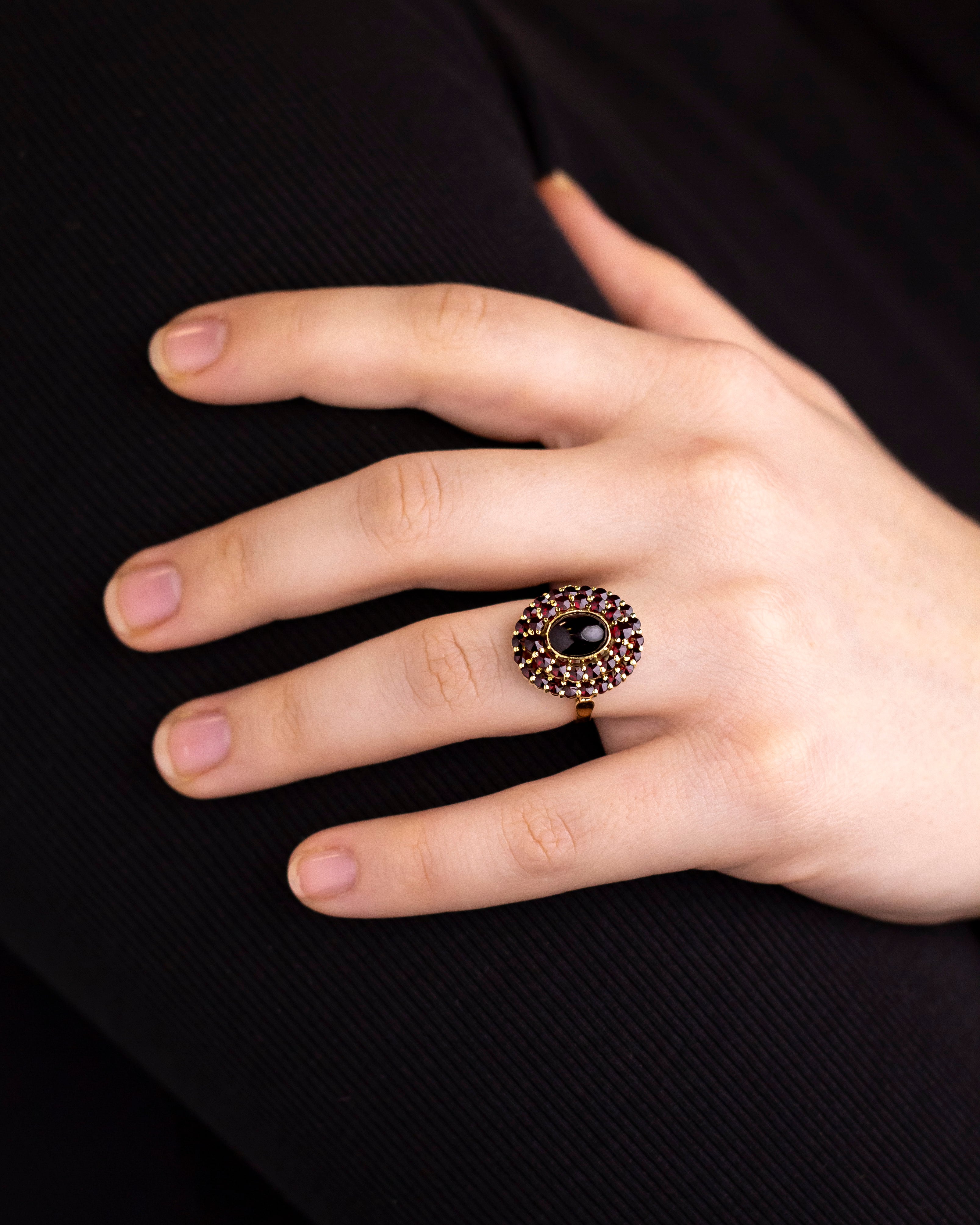 14kt Gold & Bohemian Garnet Cluster Ring
