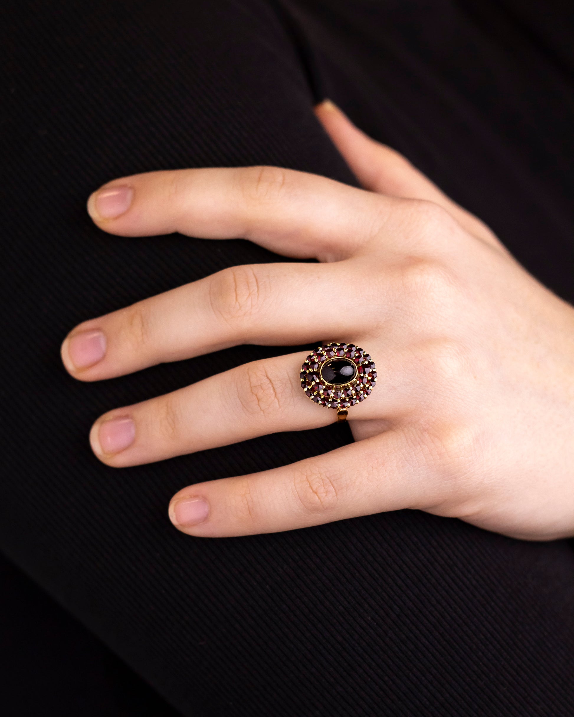 14kt Gold & Bohemian Garnet Cluster Ring
