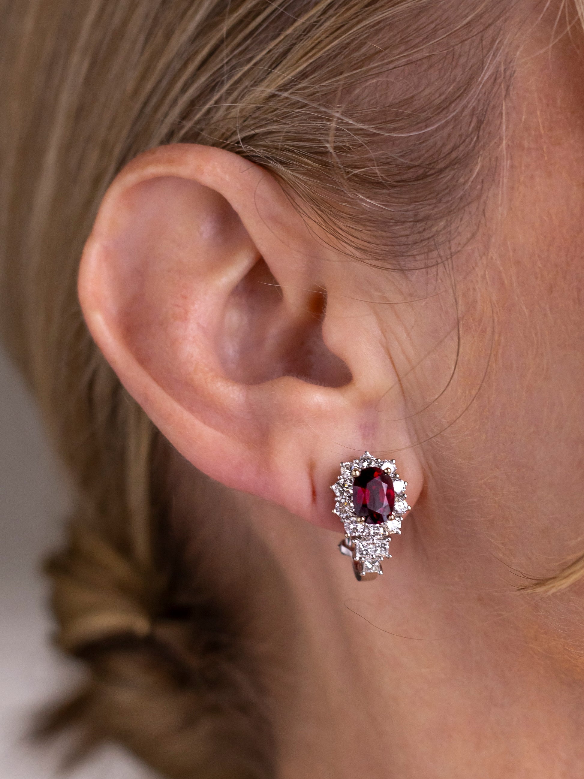 18kt White Gold, Ruby & Diamond Earring & Ring Suite